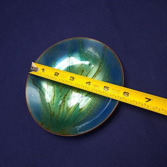 Signed Enamel On Copper Plate Dish Abstract Art Signed H Dankoff - Picture 2 of 9